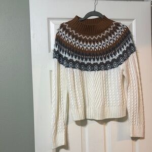 Copper Key Brown and Cream Turtleneck Sweater